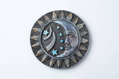 Celestial Moon and Sun figure with copy space