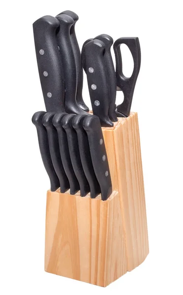 Wooden Kitchen Knife Block White — Stock Photo, Image