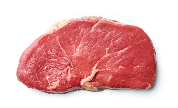Nyers Farok Steak Elszigetelt Fehér Háttér Felső Nézet — Stock Fotó