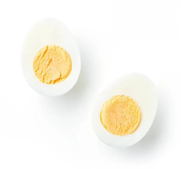 Варені Яйця Ізольовані Білому Тлі Вид Зверху Ліцензійні Стокові Зображення