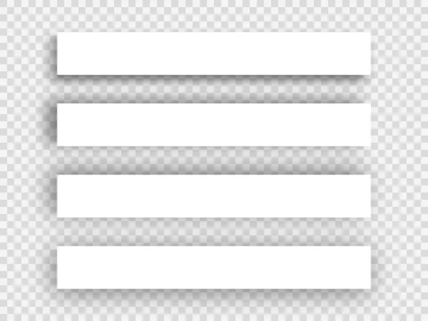 影のある紙のセット 透明な背景に白い空白の紙の影の効果 設計のためのベクトル要素 — ストックベクタ