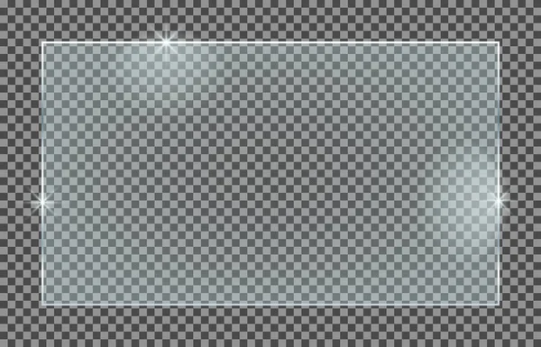 Стеклянная Пластина Изолирована Прозрачном Фоне Векторное Стекло Отражением Световыми Эффектами — стоковый вектор