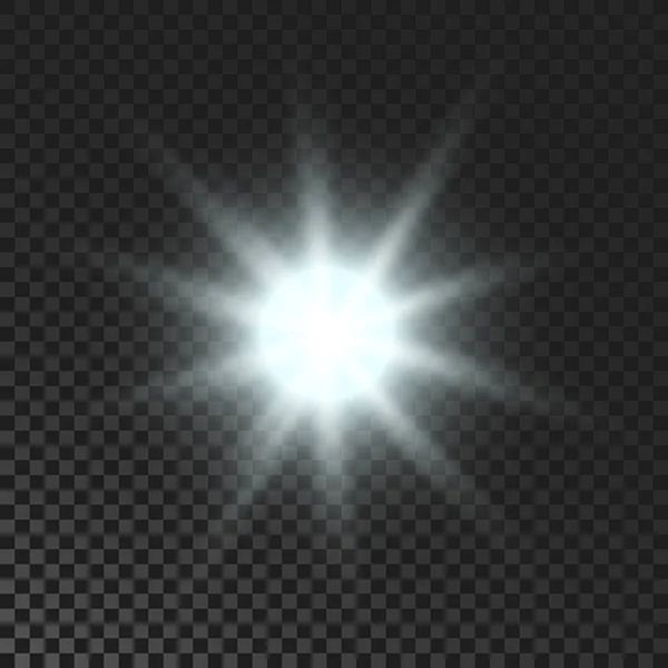 Estrela Cintilante Branco Brilhando Cintilando Piscando Luz Fundo Transparente Escuro — Vetor de Stock