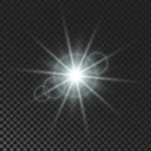 Étoile Scintillante Feu Blanc Clignotant Clignotant Sur Fond Transparent Foncé — Image vectorielle