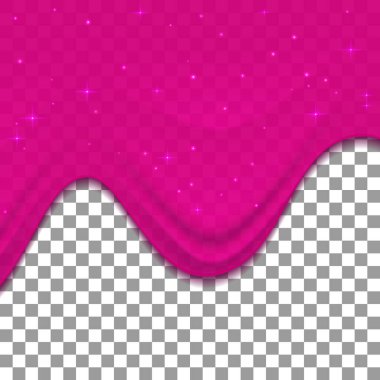 Şeffaf arka planda pembe sümük damlası. Akan karamel ya da jöle sıvısı. Vektör arkaplanı