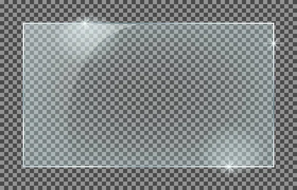 Стеклянная Пластина Изолирована Прозрачном Фоне Векторное Стекло Отражением Световыми Эффектами — стоковый вектор