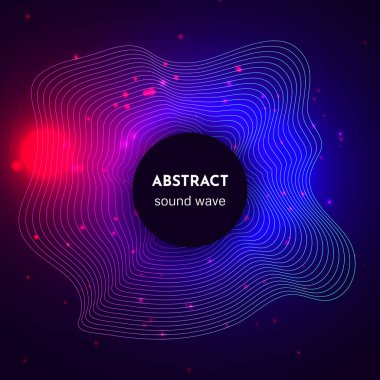 Işık efektli dairesel ses dalgası. Parlak, parlak ses dalgası. Neon renkleri ile elektronik eşitleyici