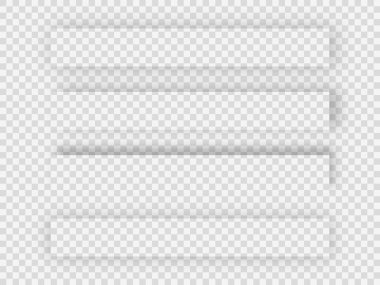 Bir dizi gölge. Şeffaf arkaplanda gölge etkileri var. Tasarım için vektör ögeleri