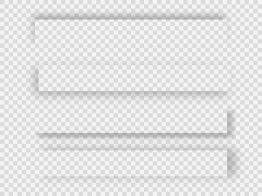 Bir dizi gölge. Şeffaf arkaplanda gölge etkileri var. Tasarım için vektör ögeleri