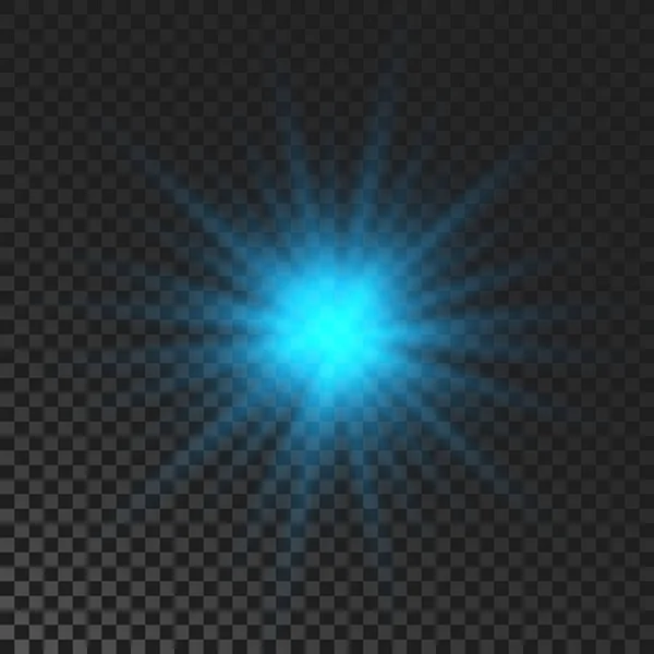 Sparkling Star Blue Glowing Flickering Flashing Light Dark Transparent Background — ストックベクタ