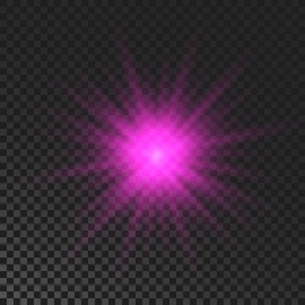 Sparkling Star Purple Glowing Flickering Flashing Light Dark Transparent Background — 스톡 벡터