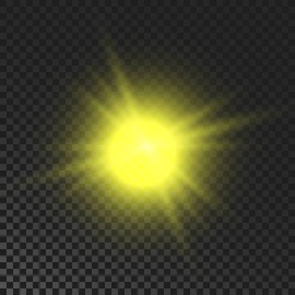 Funkelnder Stern Gelb Leuchtendes Flackern Und Blinkendes Licht Auf Dunklem — Stockvektor