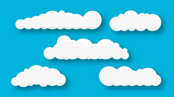 Set Aus Fünf Wolken Wolken Auf Blauem Hintergrund Blauer Himmel — Stockvektor