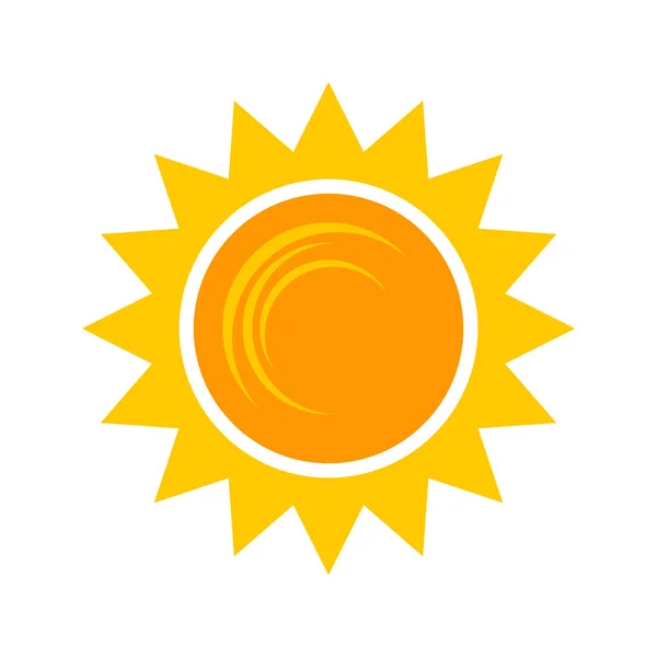 Yellow Shining Sun Icon Vector Summer Symbol Isolated Nature Sky — Stockvektor