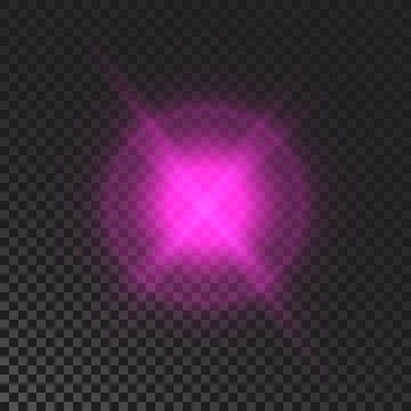 Sparkling Star Purple Glowing Flickering Flashing Light Dark Transparent Background — Stockvector
