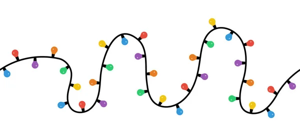Bezproblemowe Lampki Świąteczne Wektorowy Ciąg Kolorowych Lampek Świątecznych Kartki Świąteczne — Wektor stockowy