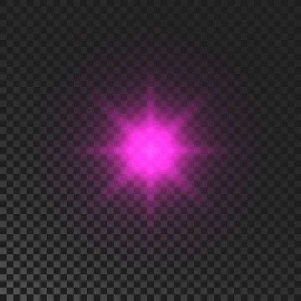 Sparkling Star Purple Glowing Flickering Flashing Light Dark Transparent Background — ストックベクタ