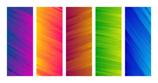 Set Dynamic Backgrounds Diagonal Lines Colorful Gradient Straight Lines Shadows Vetores De Stock Royalty-Free