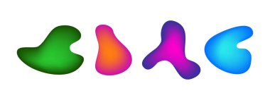 Gradient liquid blob shapes. Set of absrtact irregular fluid shapes. Vector silhouettes of simple rounded smoot water forms