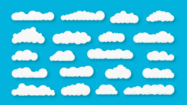 Big Set Clouds Clouds Blue Background Blue Sky Clouds Shadow — Stockvektor