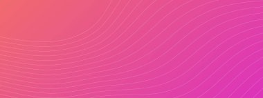 Dynamic background with wave lines. Pink gradient backdrop with white wave lines. Vector background