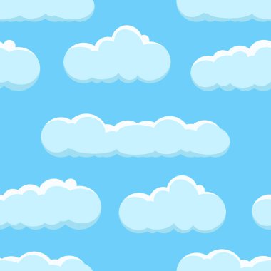 Cloud on a blue background. Seamless background with blue sky with clouds. Vector illustration