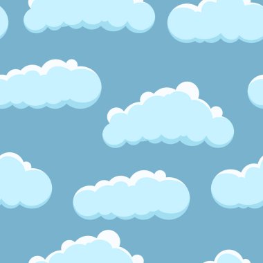 Cloud on a blue background. Seamless background with blue sky with clouds. Vector illustration