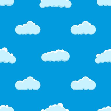 Cloud on a blue background. Seamless background with blue sky with clouds. Vector illustration