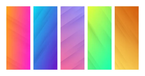Set Gradient Backgrounds Diagonal Lines Colorful Backdrop Lines Shadows Modern — Stock Vector