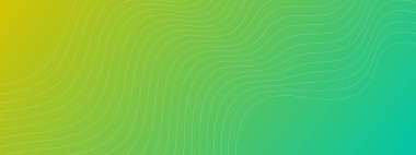 Dynamic background with wave lines. Green gradient backdrop with white wave lines. Vector background