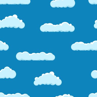 Cloud on a blue background. Seamless background with blue sky with clouds. Vector illustration