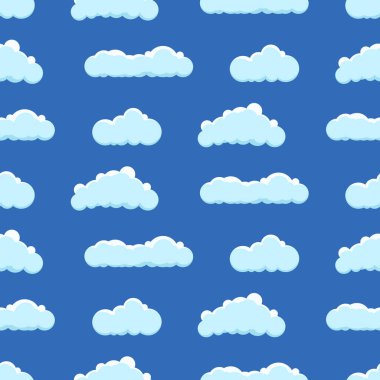Cloud on a blue background. Seamless background with blue sky with clouds. Vector illustration