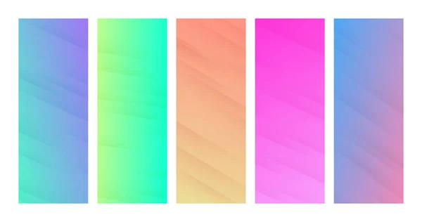 Set Gradient Backgrounds Diagonal Lines Colorful Backdrop Lines Shadows Modern — Stockvector