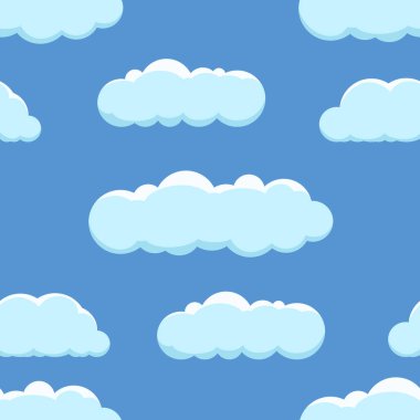 Cloud on a blue background. Seamless background with blue sky with clouds. Vector illustration