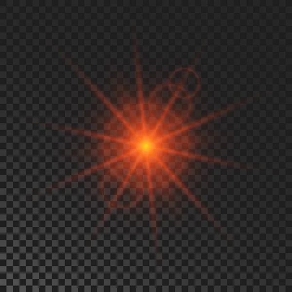 Sparkling Star Red Glowing Flickering Flashing Light Dark Transparent Background - Stok Vektor