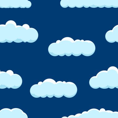 Cloud on a blue background. Seamless background with blue sky with clouds. Vector illustration