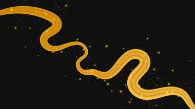 Koyu arkaplanda parlak ve parıltılı bir etkisi olan altın dalga. Parıltılı parıltılı altın dalga çizgileri