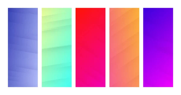 Set Gradient Backgrounds Diagonal Lines Colorful Backdrop Lines Shadows Modern — ストックベクタ