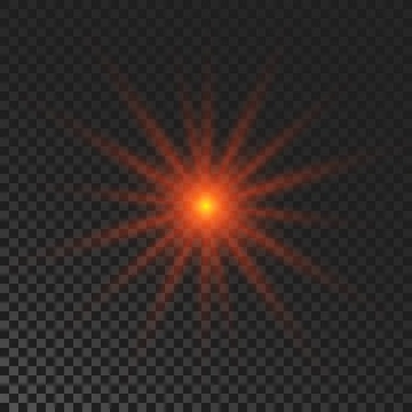 Sparkling Star Red Glowing Flickering Flashing Light Dark Transparent Background - Stok Vektor