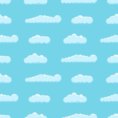 Cloud on a blue background. Seamless background with blue sky with clouds. Vector illustration