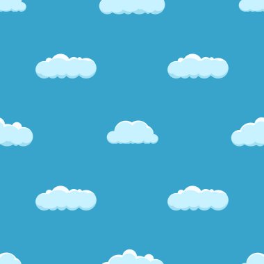 Cloud on a blue background. Seamless background with blue sky with clouds. Vector illustration