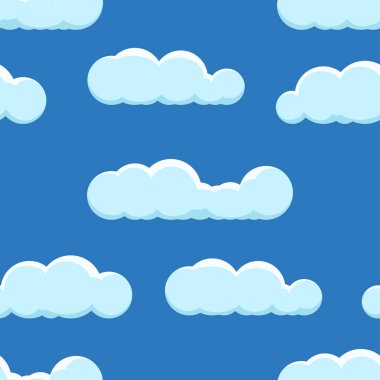 Cloud on a blue background. Seamless background with blue sky with clouds. Vector illustration
