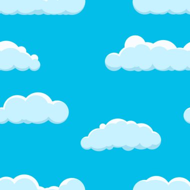 Cloud on a blue background. Seamless background with blue sky with clouds. Vector illustration