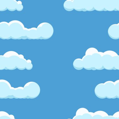 Cloud on a blue background. Seamless background with blue sky with clouds. Vector illustration