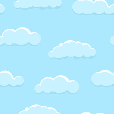 Cloud on a blue background. Seamless background with blue sky with clouds. Vector illustration