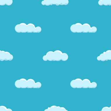 Cloud on a blue background. Seamless background with blue sky with clouds. Vector illustration