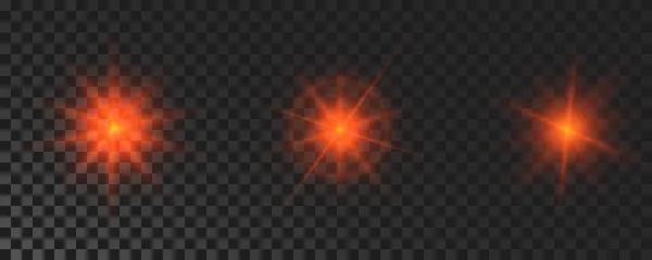 Conjunto Estrellas Brillantes Rojo Brillante Parpadeo Luces Parpadeantes Sobre Fondo — Vector de stock