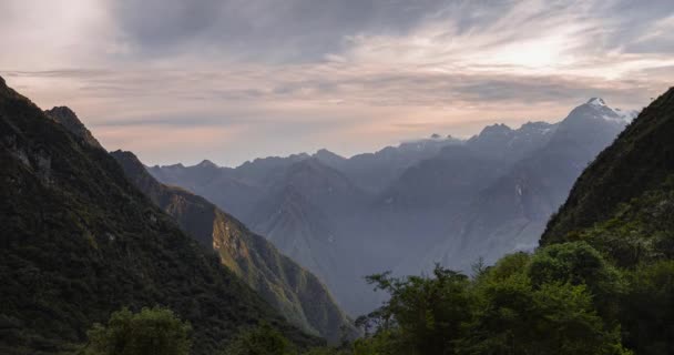 Inca Trail Landscape Timelapse Andes Mountains Peru Time Lapse Sunset — Stockvideo