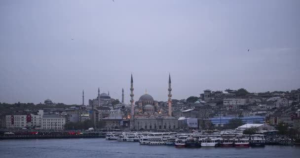 Day Night Timelapse Istanbul Turkey Time Lapse New Mosque Yeni — Stockvideo