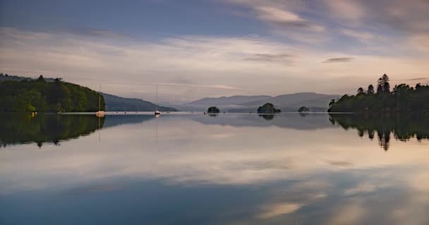 Lake District Sunrise Landscape Time Lapse Lake Windermere Timelapse Perfect — Vídeos de Stock